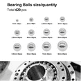 thumbnail image 2 of Loose Bicycle Bearing Steel Balls, Exquisite Precision Steel Bearing Balls For Casters, 620Pcs Stainless Steel Balls Anti-Rust Protects Machine, High-Quality Steel Bearing Balls, 2 of 5