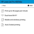 thumbnail image 2 of Impresora HP LaserJet Pro 4001dw inalámbrica en blanco y negro, 2 of 9