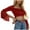 Red, variant on Plebaso Women's Crop T-Shirts Fringe Long Sleeve Casual Tees Square Neck Fashion Going out Tops for Women