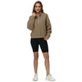 thumbnail image 6 of Pdbokew Women's Waffle-Knit Hoodie Top with 1/2 Zip for Casual Wear Autumn Sweatshirt Khaki XL, 6 of 9