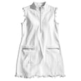 thumbnail image 4 of Kukoosong Women's Sleeveless Collared Cotton Mini Dress, Zipper Pockets Casual Frayed Hem Tank Dress, Summer Half Zip Fringe Hem Cargo Casual Dress, 4 of 7