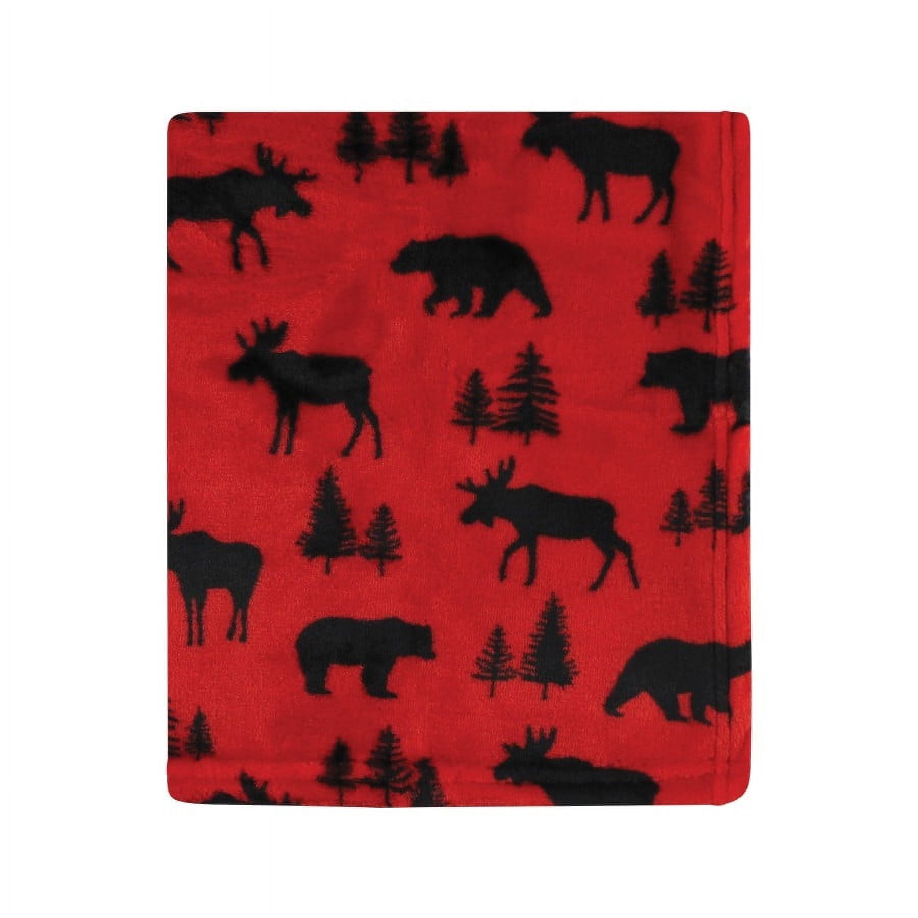 Hudson Baby Unisex Baby Silky Plush and Coral Fleece Blanket, Red Moose Bear, 30x36 inches