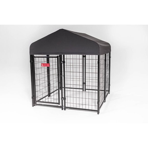 Chenil Jr. Lucky Dog ® STAY Series™ Studio 4 pieds x 4 pieds x 4'4 pouces, gris acier