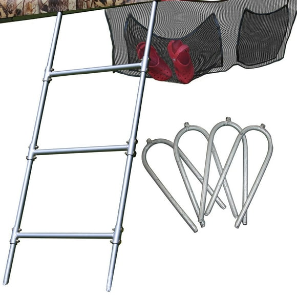 SKYWALKER TRAMPOLINES Wide Step Outdoor Trampoline Ladder, 2 Step Universal Hook, Trampoline Accessories for Kids, Shoe Storage Bag