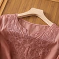 thumbnail image 6 of XIAONU Womens Embroidered Linen Blouse Loose Three Quarter Sleeve Split V-Neck Floral Embroidered Linen Shirt Lightweight Boho Casual Daily Wear Top, 6 of 9