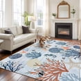 thumbnail image 3 of Blue Coastal 6'x9' Area Rug for Living Room, Coral Shell Starfish Seahorse Summer Beach Non-Slip Floor Mat Rugs for Bedroom Dining Room, Indoor Large Carpet for Classroom, Nursery Rugs for Playroom, 3 of 9