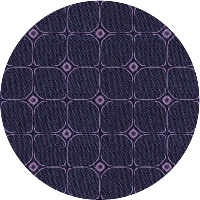 Ahgly Tapis Rond Lavable en Machine Intérieur Transitionnel Violet Pervenche Profond, 7 Pieds Rond