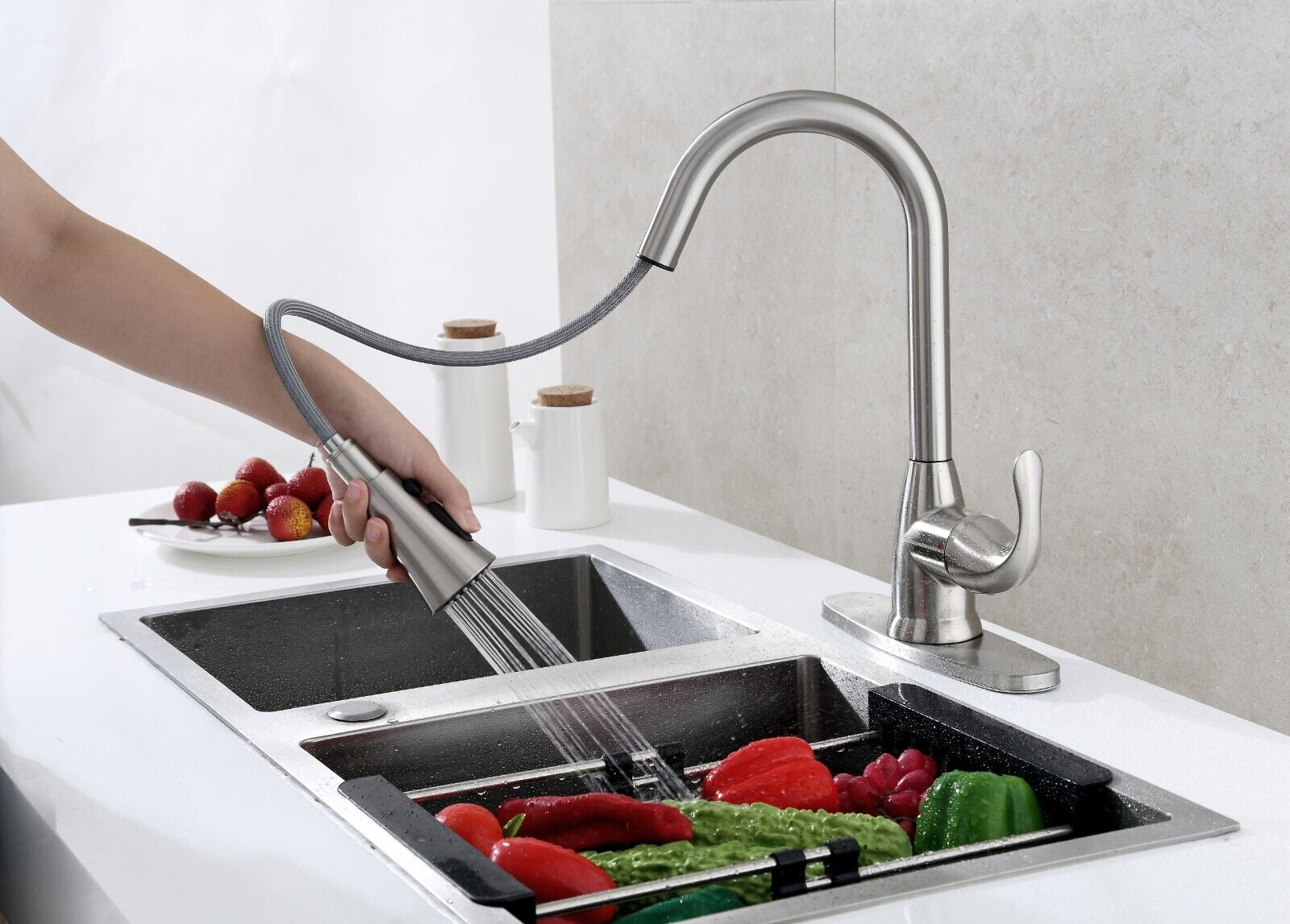 Frigidaire Alexis Single Handle Pull Down Kitchen Sink Faucet in Brushed Nickel with 3 Function Spray Head 23-Frigidaire-Alexis-BN