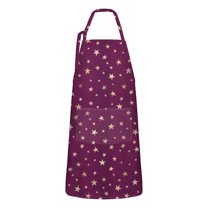 Purple Christmas Star Apron-Garden Aprons for Women with Pockets-Cotton Linen Waterproof Kitchen Cooking Gardening Aprons Adjustable for Kitchen,Cooking,BBQ and Salon 32"x27"