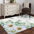 thumbnail image 3 of 3'x5' Rug for Living Room Bedroom, Eucalyptus Leaves Washable Area Rugs Non-Slip Carpet Mats, Daisy Spring Floral Botanical Watercolor Indoor Low Pile Area Rug Runner for Kitchen, Mudroom, 3 of 8
