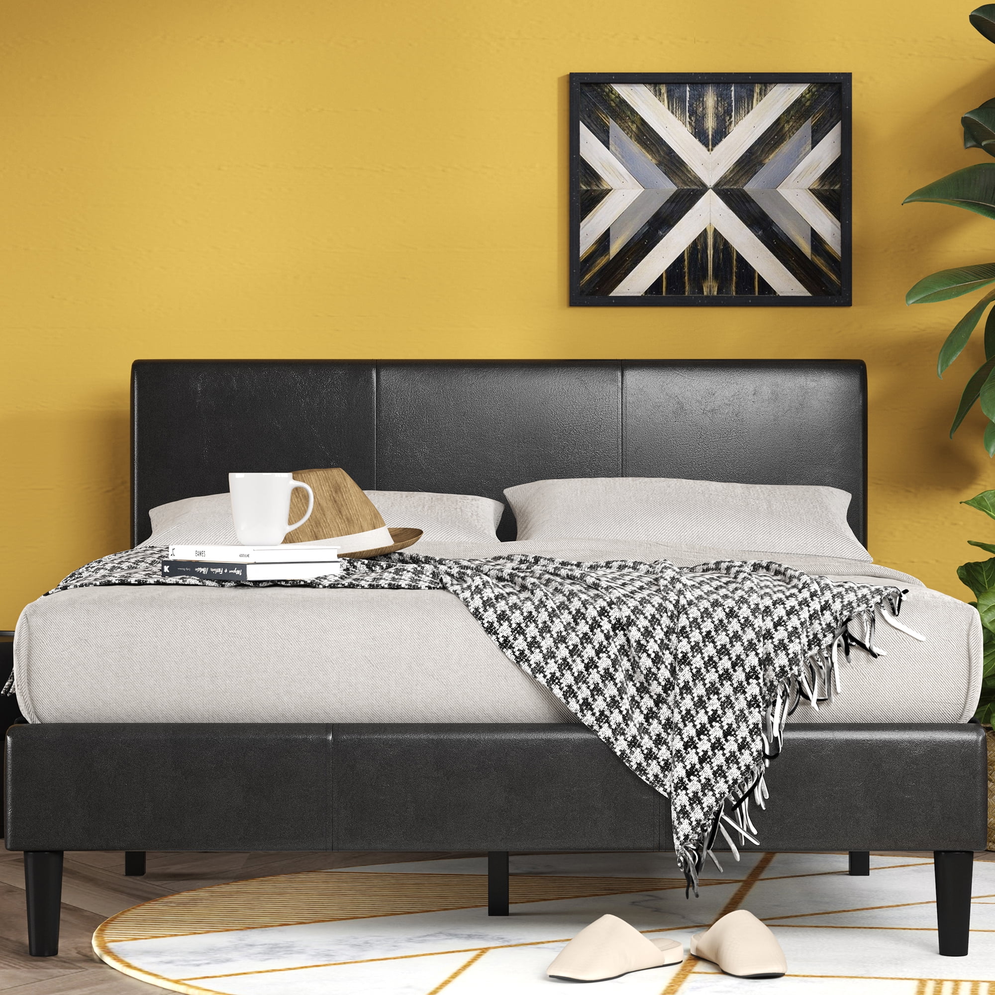 Zinus Jade 44" Faux Leather Upholstered Platform Bed, King