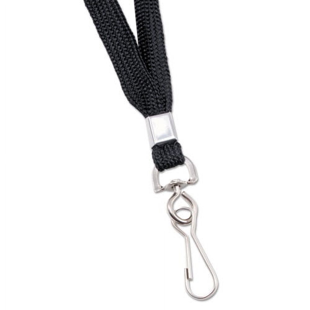 Deluxe Lanyards, Metal J-Hook Fastener, 36" Long, Black, 24/Box | Bundle of 10 Boxes