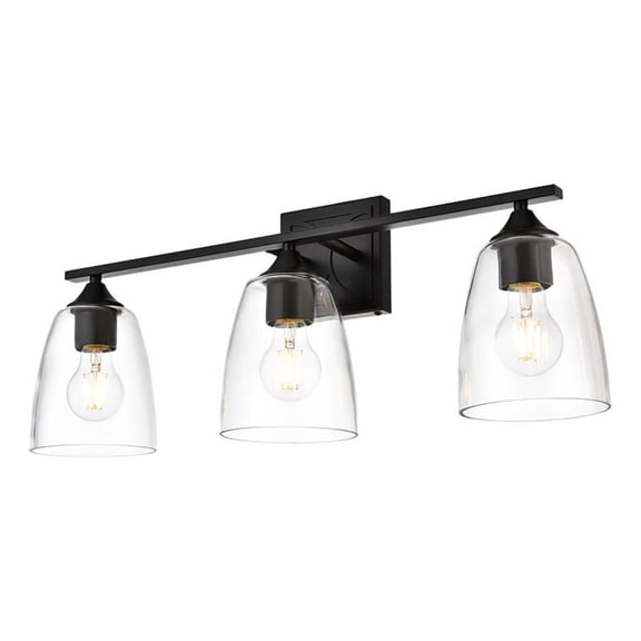 Living District Harris 3-Light Iron & Glass Bath Sconce in Black/Clear