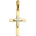 thumbnail image 3 of 14k Two Tone Gold Religious Cross Pendant Charm Singapore Necklace Chain Set (20), 3 of 5