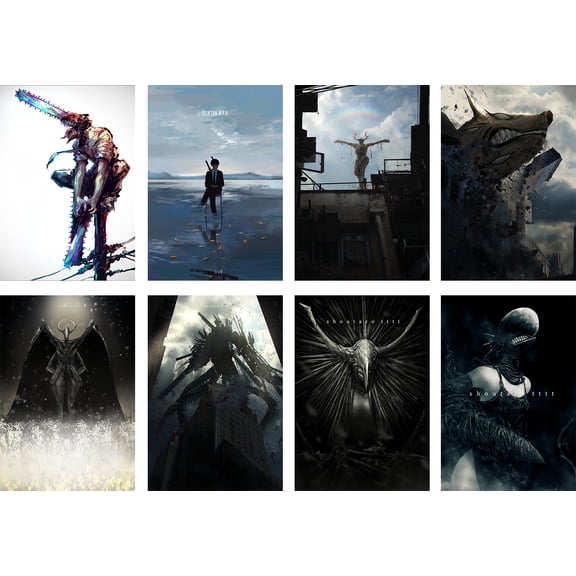 8 Pcs Anime Chainsaw Man Poster Wall Decor Art Print Posters for Room Aesthetic - Matte Poster Frameless Gift Size 11.5x16.5 inch