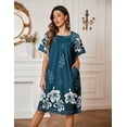 thumbnail image 5 of Ekouaer Moo Moos for Women Button House Dresses with Pocket BlueGreen Flower, 5 of 7