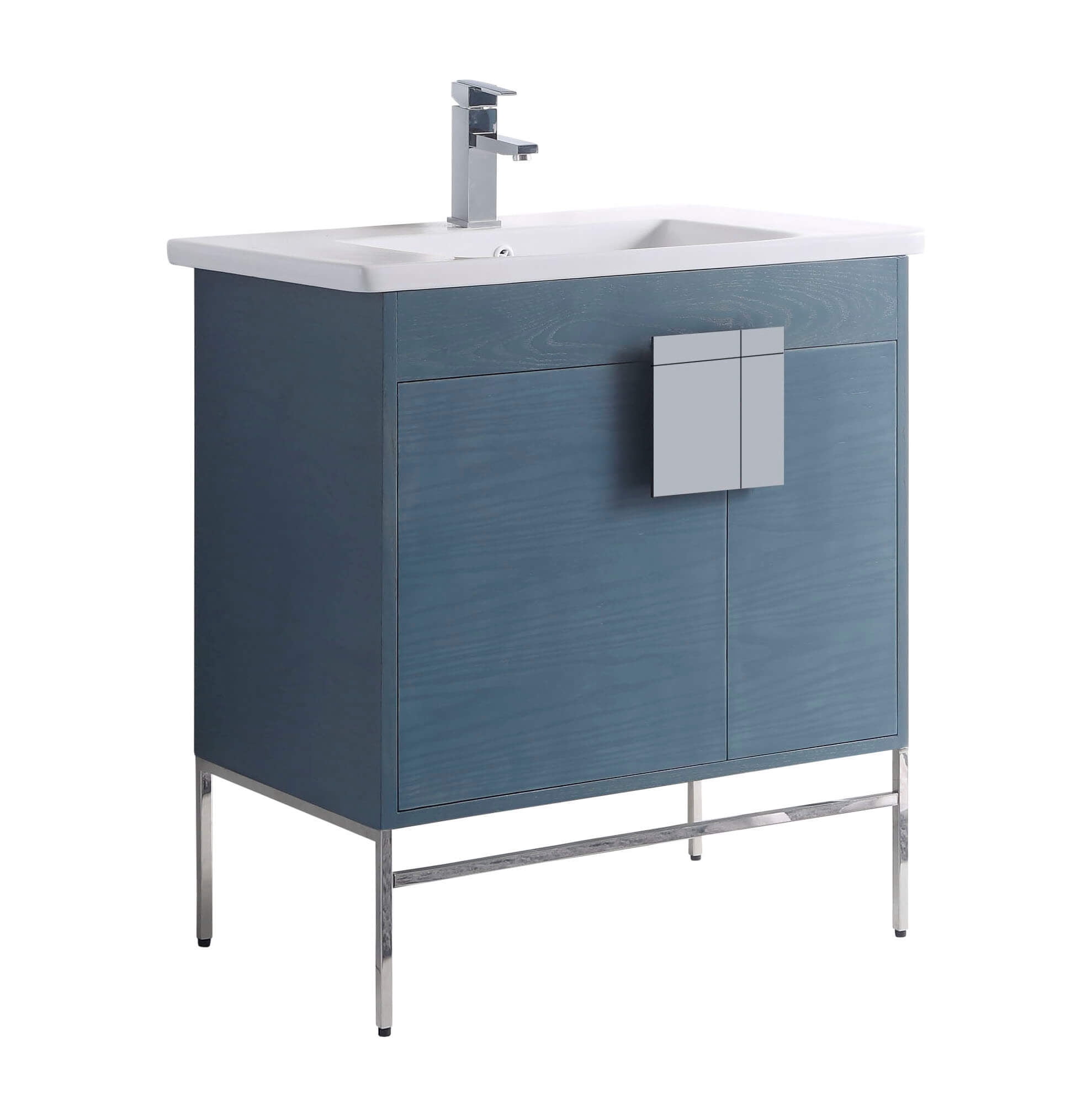 Fine Fixtures - Modern Blue 30" Bathroom Vanity Set, Chrome Hardware ...