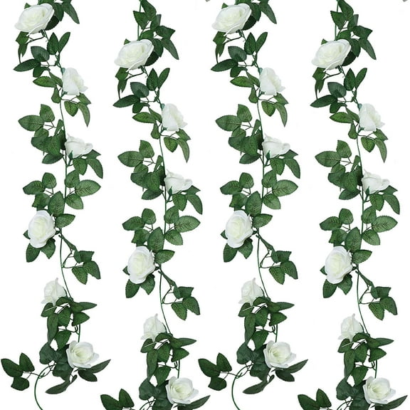 3Pcs 7.5 FT Fake Rose Vine Flowers Plants Garland Artificial Hanging Rose for Hotel Wedding Home Party Garden Craft Art Decor