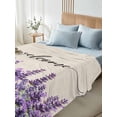 thumbnail image 4 of Purple Lavender Queen Size Flat Sheet, Wrinkleproof & Fadeproof Cooling Flat Bed Sheet Only, Purple Spring Floral Wildflower Plant Breathable Soft Bedding Top Sheets 90 x 102 Inches, 4 of 8