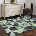 thumbnail image 4 of Abstract Color Block Area&nbsp;Rug 2.7x5ft Green Grey Triangle Modernism Non-Slip&nbsp;Washable Square&nbsp;Rugs Soft Felt Indoor Floor Mat for Bedroom Kitchen Living Room Bathroom, 4 of 9
