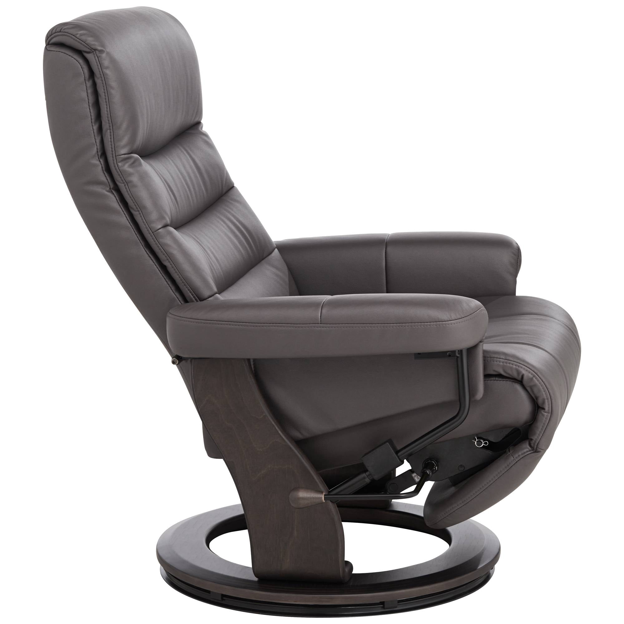 AlexanderLeeChang × Peregrine Furniture Benchmaster Peregrine Reclining Chair, Charcoal Faux Leather, Flip