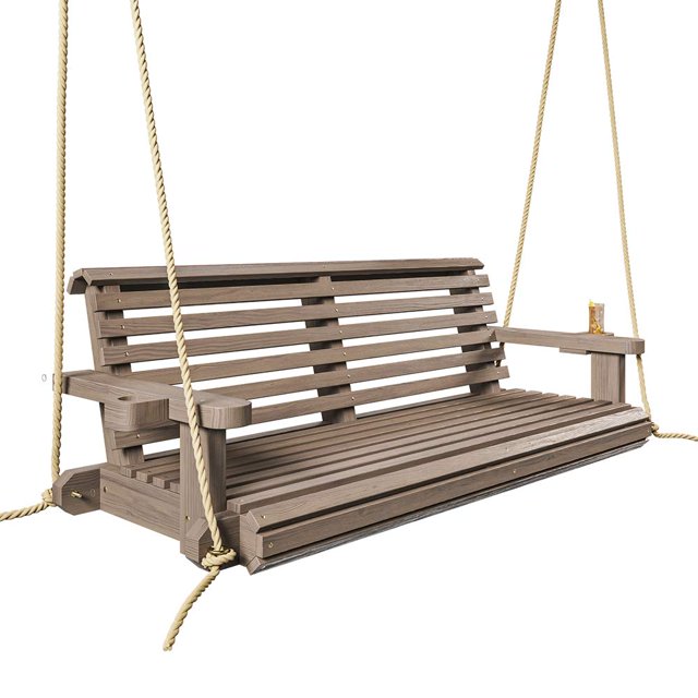 Porchgate Amish Heavy Duty 800 Lb Roll Comfort Treated Porch Swing W/Ropes (4 Foot, Warm Walnut Stain)