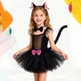 thumbnail image 2 of SJLDQY Carnival Toddler Girls Cat Dress Up Cute Lace Mesh Dresses With Headwear Outfits Funny Party Stage Performance Clothes Set, 2 of 7