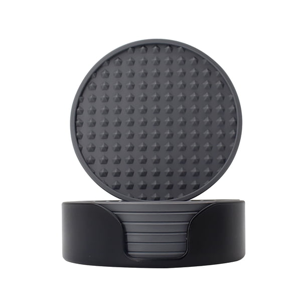 Clearance!Portavasos para bebidas,portavasos de silicona,juego de 6 piezas con soporte de plástico,portavasos para mesa de centro,portavasos,soporte para mesa de bebidas