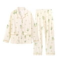 thumbnail image 3 of Floral Print Plus Size Pajama Set Loose Fit Cotton Blend Long Sleeve Two Piece Home Wear, 3 of 5