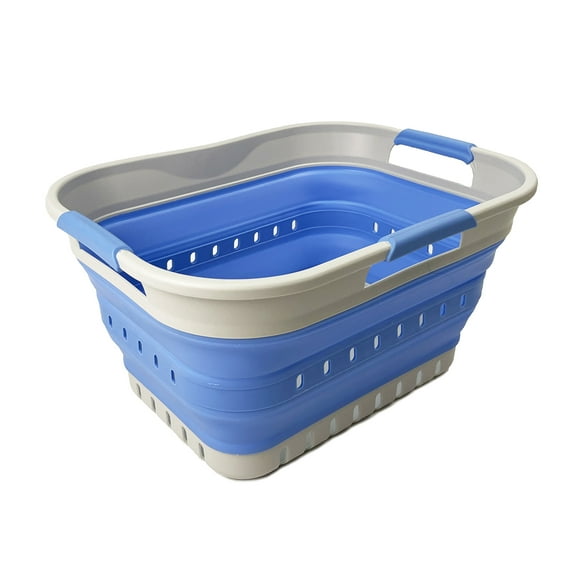 SAMMART Collapsible Plastic Rectangular Laundry Basket - Foldable Pop Up Storage Container/Organizer - Portable Laundry Hamper - Space Saving