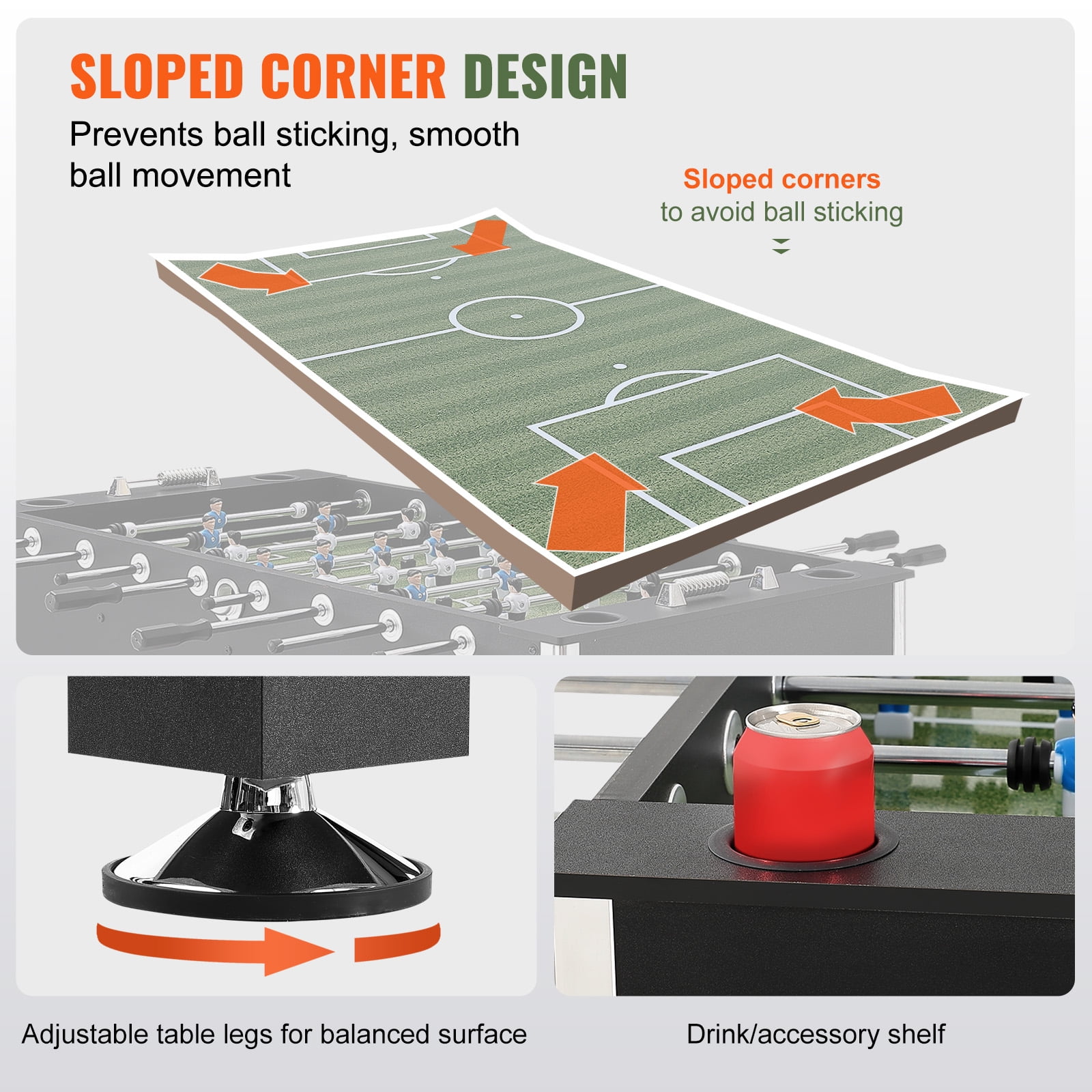 KFFKFF 55" Foosball Soccer Game Table Foosball Table Standard Size for Home