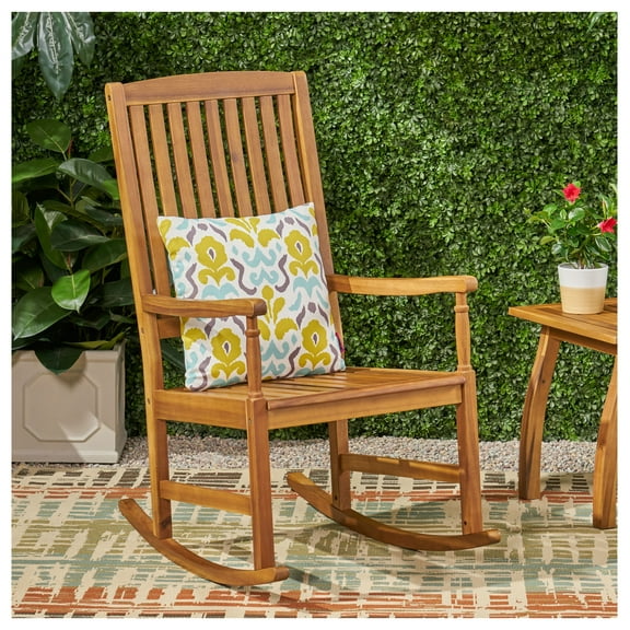 Wood Outdoor Rocking Chairs - 250lbs Capacity Patio Rocker - Rustic Style Porch Chair for Lawn, Deck & Yard - Smooth Rocking Motion - Durable Hardwood