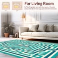 thumbnail image 2 of ODIKA 6'x9' Machine Washable Non-Slip Area Rug, Geometric Maze Modern Trellis High Traffic Rug, Teal, 135104, 2 of 7