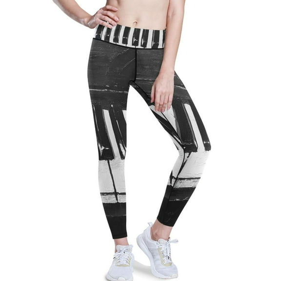Ckdifva Piano Keys Yoga Pants with Pockets for Women Workout Athletic Yoga Leggings