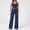 Navy, variant on PISONIC Women's Yoga Outfits Compression Halter Tank Top and Butt-lifting Leggings Wide Leg Pants Active Jogger Outfits
