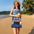 thumbnail image 3 of Fotbe Moonlit Night Sea Sailboat Vestido de Verano sin Mangas para Mujer – Vestido Midi Línea A, Estilo Camiseta Floral, Vestido Playero Casual y Fluido, 3 of 7