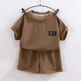 thumbnail image 5 of Vornjynx Outfit Sets for Boys Crew Neck Short Sleeve Tee and Shorts Elastic Waist Comfort Soft Summer Trendy Daily Clothes 2 Piece Khaki Size 2, 5 of 6