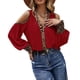 thumbnail image 4 of Camisetas Con Estampado De Leopardo, Blusa Con Estampado De Leopardo Tejido De Poliéster Con Hombros Descubiertos Para Mujer ANGGREK Otros, 4 of 5