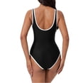 thumbnail image 4 of Women Sexy Tummy Control One Piece Swimsuits V Wired Slimming Bathing Suit Color Block Printed Swimwear Black S, 4 of 6