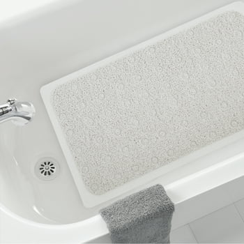 White PVC Bath Mat, Mainstays Loofah Textured Tub and Shower Mat with Suction Cups