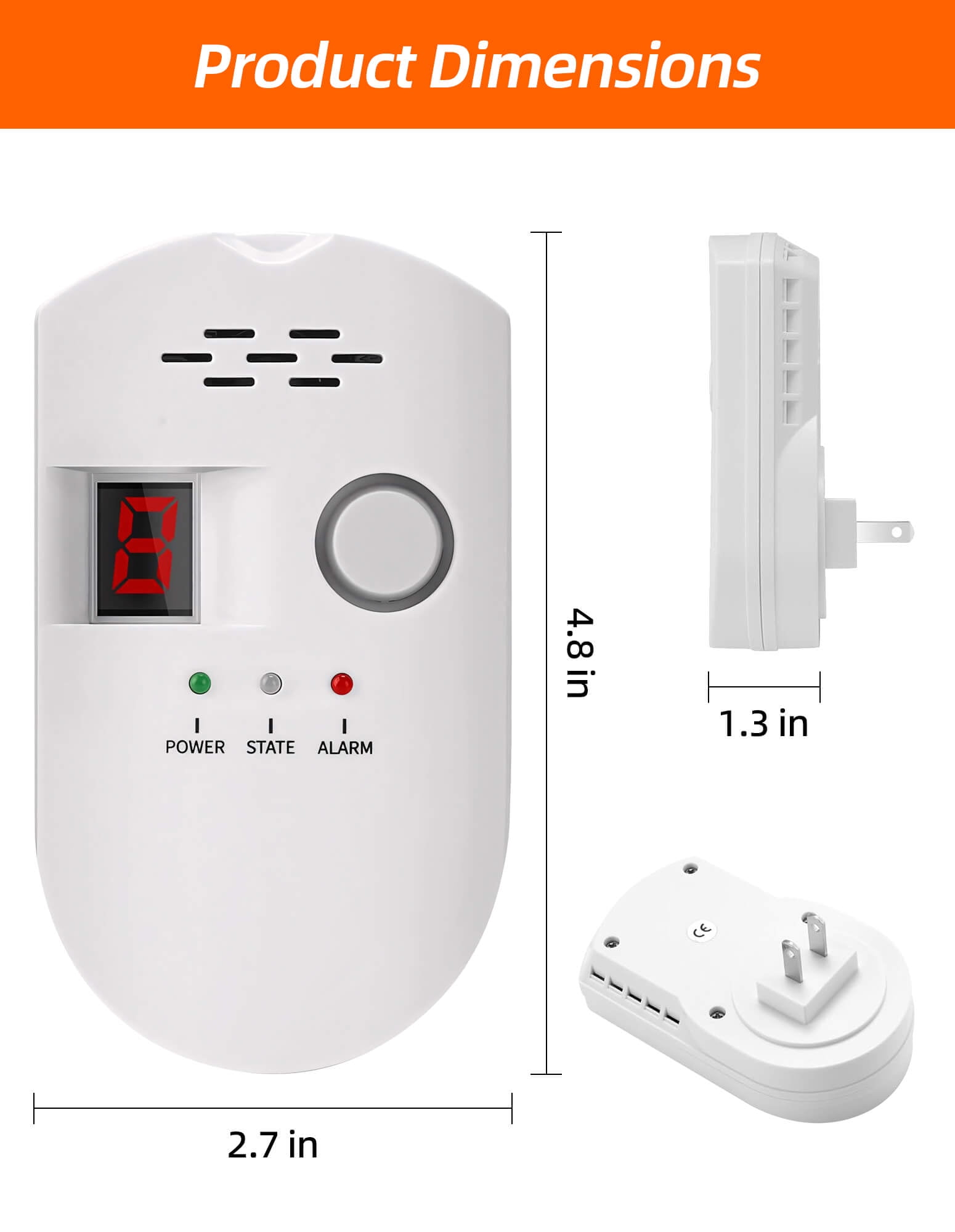 Fixdono Natural Gas Detector, Digital Sound Warning Gas Detector, Natural Gas Leak Security Detection Detector, Alarm Monitor Plug-in Sensor for Home Kitchen Restaurant Hotel School Warehouse
