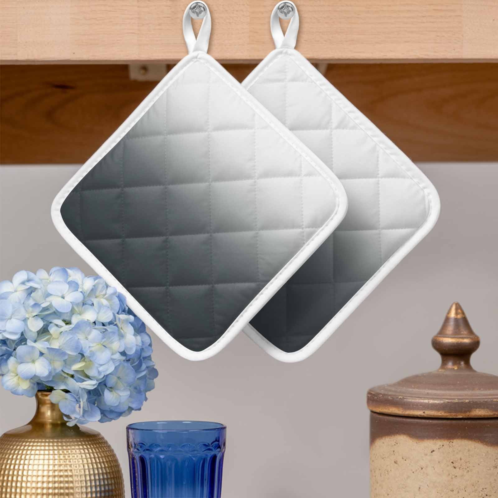 Grey Ombre Pot Holders for Kitchen Heatproof Potholder, 5 Pack Gray White Gradient Modern Abstract Art Hot Pads Multipurpose Oven Pads Cloth Potholders Trivet for Cooking Baking