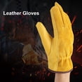 thumbnail image 3 of Guantes de protección para el trabajo, 1 par de guantes de trabajo de cuero de 2 capas, guantes de cuero diseñados para durar, 3 of 8