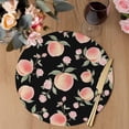 thumbnail image 3 of Peach Round 15 Inch Placemats Set of 4, Spring Floral Green Leaf Botanical Pink Fruit Black HeatResistant Non Slip Place Mats for Dining Table, Wipeable Braided Kitchen Table Mats for Housewarming, 3 of 9