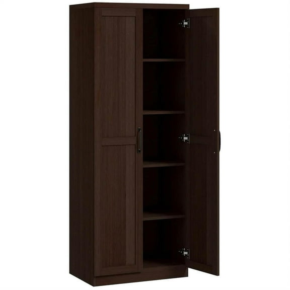 Demi Bonn 62" Large 2-Door Pantry Cabinet, Freestanding Storage Unit with 2 Adjustable Shelves for Dining Room, Spacious Kitchen Organization, Brown