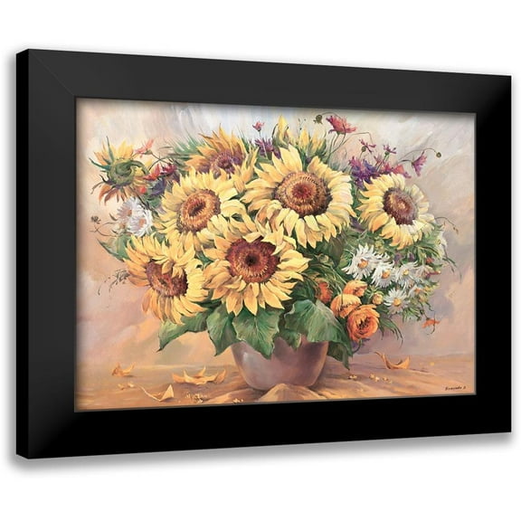 Belousova, Irina 14x11 Black Modern Framed Museum Art Print Titled - Sunflowers in Vase