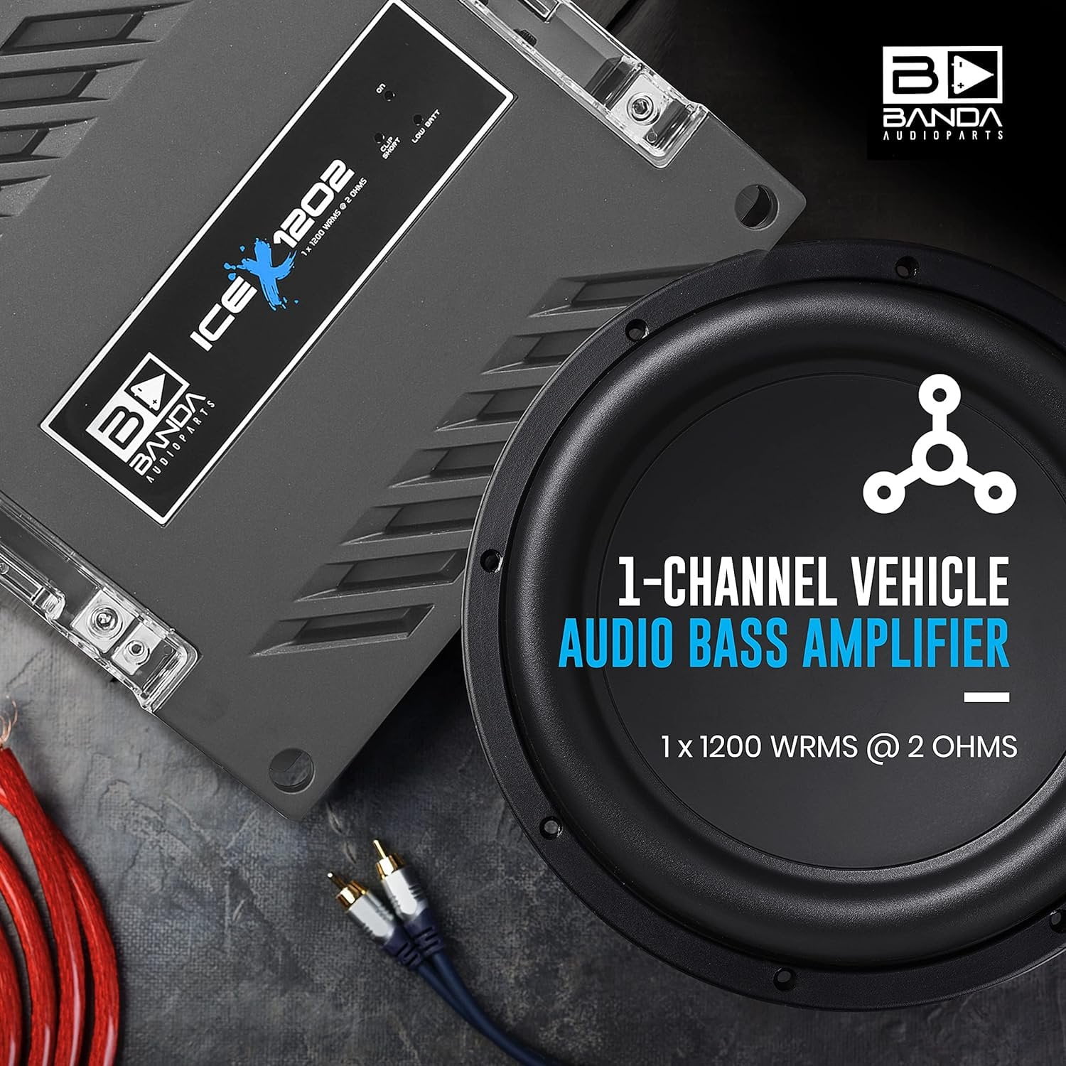 Banda ICEX2000.2 Ice X 2001 One Channel 2000 Watts Max @ 2 Ohm Car Audio Mono Amplifier W/bass Boost Subsonic Filter And Low Pass Filter