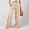 thumbnail image 1 of WILLBEST Pantalones Casuales para Mujer, de Cuero Sintético Negro, Cintura Alta, Rectos, Pierna Ancha, Estilo Punk, para Un Estilo y Comodidad Diarios. Mediana, 1 of 5