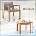 thumbnail image 3 of Gymax 3 Pieces Outdoor Furniture Set Acacia Wood Frame Sofa Set w/ Rattan Seat, 3 of 9