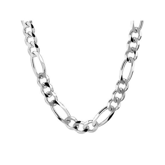 North Arrow Shop Sterling Silver Figaro Chain Necklace, 20 in to 34 in, 7 mm Wide (Men's)